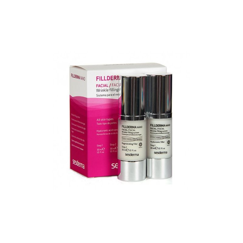 SESDERMA FILLDERMA SISTEMA RELLENO DE ARRUGAS KIT DOS 1 Tratamiento facial de dos pasos diseñado para rellenar las arrugas y unificar el tono de la piel