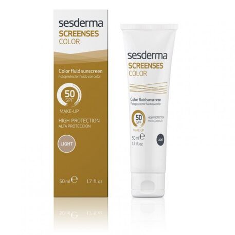 SESDERMA SCREENSES FOTOPROTECTOR SPF 50 FLUIDO COLOR es un protector solar de amplio espectro SPF 50 con color. Además, su textura ligera y fácil de aplicar se funde con la piel, proporcionando un acabado natural y luminoso. Es ideal para quienes buscan una protección solar eficaz y un maquillaje ligero en un solo producto.