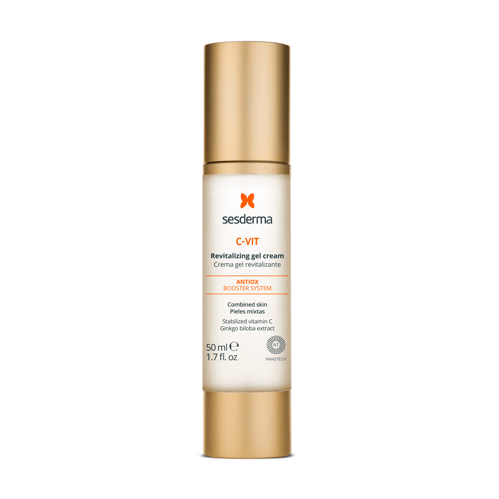 SESDERMA C-VIT CREMA-GEL REVITALIZANTE 50 ML 1 Crema gel facial con potente acción antioxidante rica en vitamina C especial para pieles mixtas. Su fórmula rica en vitamina C la convierte en un aliado indispensable para combatir los signos del envejecimiento y recuperar la luminosidad natural de tu rostro.