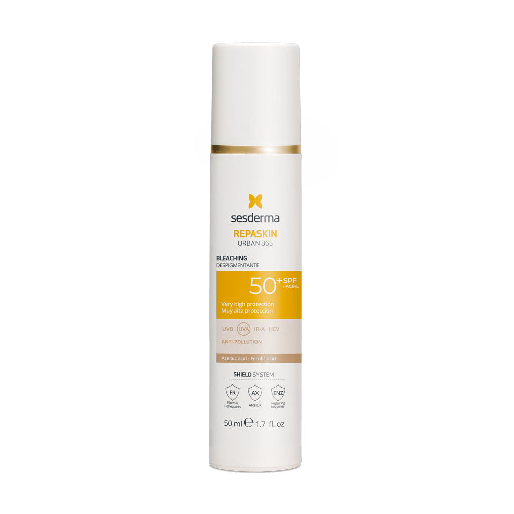 SESDERMA REPASKIN URBAN 365 DESPIGMENTANTE SPF 50+ 1 Fotoprotector facial solar de muy alta protección SPF 50 y antipolución con ácido ferúlico y ácido azelaico