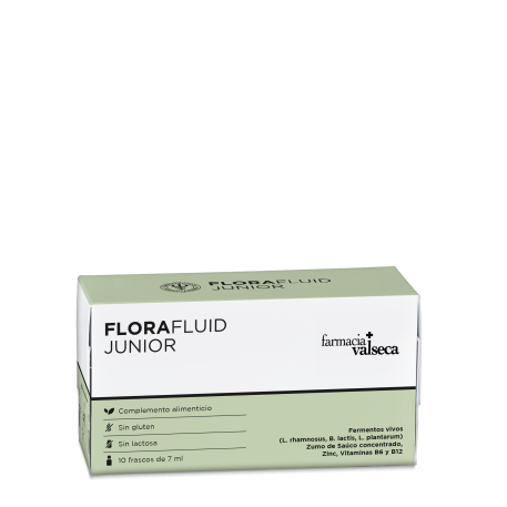 Complemento alimenticio para niños a base de probióticos y prebióticos que equilibra la flora intestinal y reduce los síntomas relacionados con el malestar digestivo.