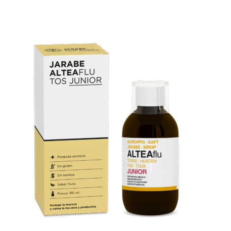 ALTEAFLU JUNIOR es un jarabe diseñado para aliviar los síntomas del resfriado y la gripe en niños. Su fórmula combina extractos naturales que ayudan a calmar la tos