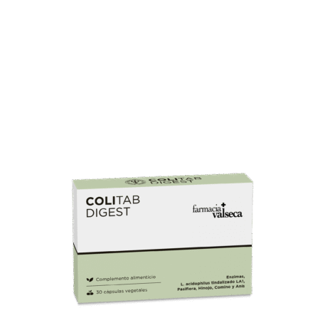 COLITAB DIGEST 30 cápsulas es un complemento alimenticio de Farmacia Valseca que favorece la salud digestiva. Su fórmula combina ingredientes naturales que ayudan a regular el tránsito intestinal