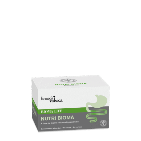 NUTRI BIOMA 24 STICKS de Farmacia Valseca es un complemento alimenticio que favorece el equilibrio de la microbiota intestinal. Cada stick contiene una combinación de probióticos y prebióticos que ayudan a mejorar la digestión y fortalecer el sistema inmunológico. Ideal para mantener una flora intestinal saludable y contribuir al bienestar general. Fácil de tomar y sin azúcares añadidos.
