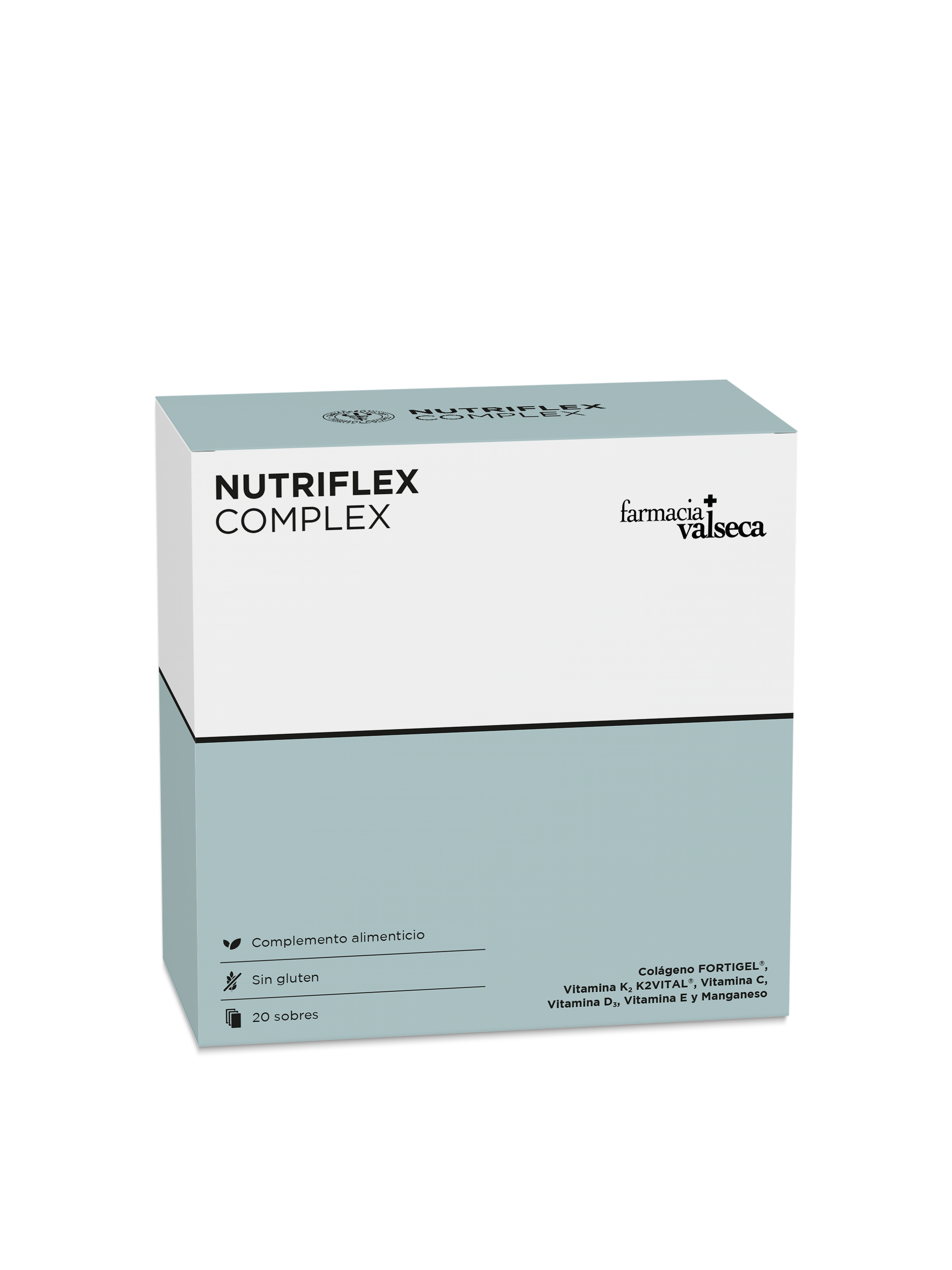 NUTRIFLEX COMPLEX de Farmacia Valseca es un complemento alimenticio en formato de 20 sobres