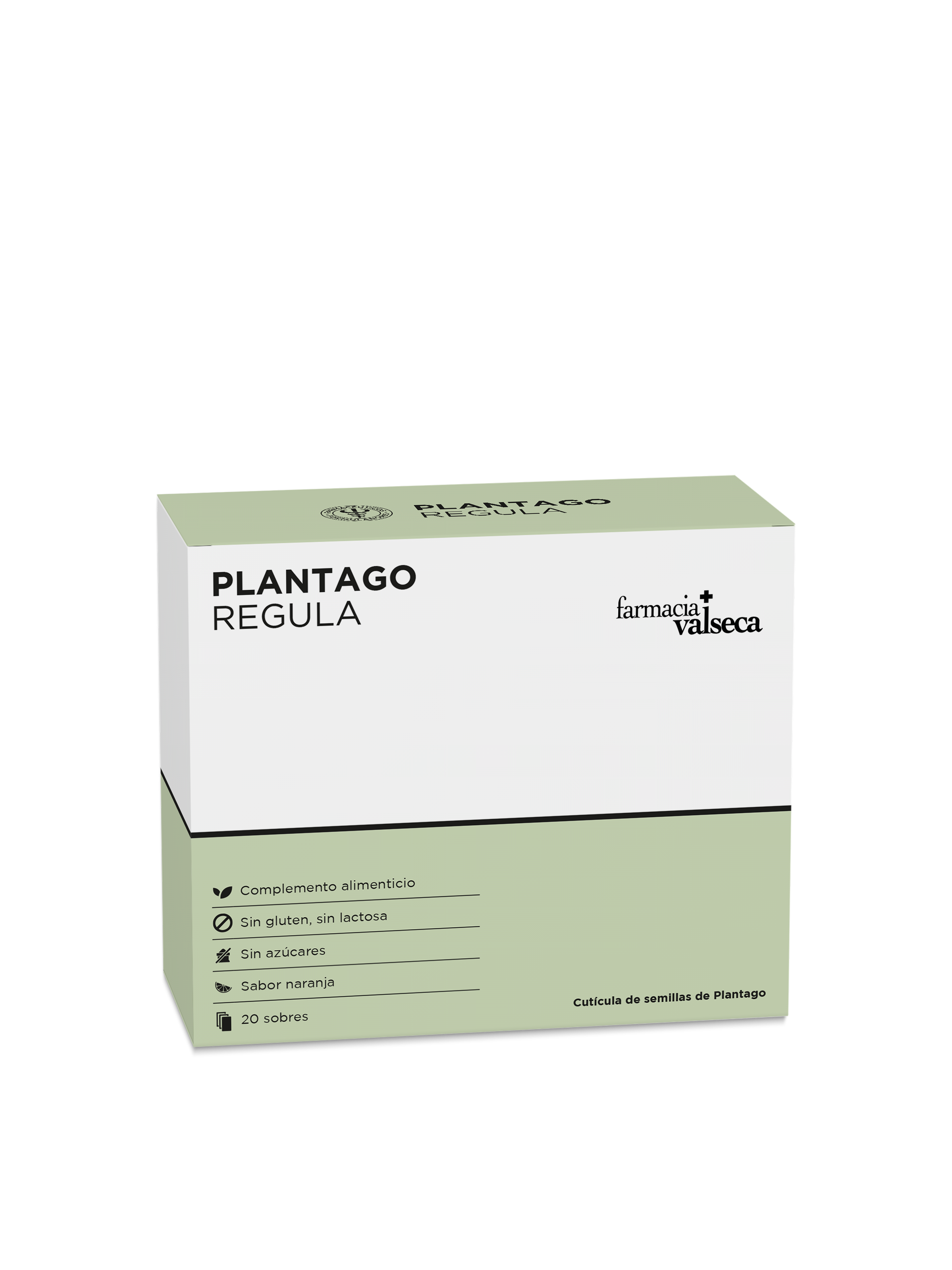 PLANTAGO REGULA de Farmacia Valseca es un complemento alimenticio en formato de 20 sobres