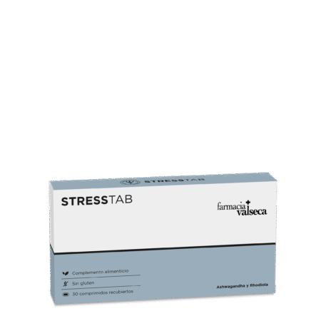 STRESSTAB es un complemento alimenticio diseñado para ayudar a combatir el estrés y la fatiga. Cada envase contiene 30 tabletas que combinan ingredientes naturales como vitaminas del grupo B
