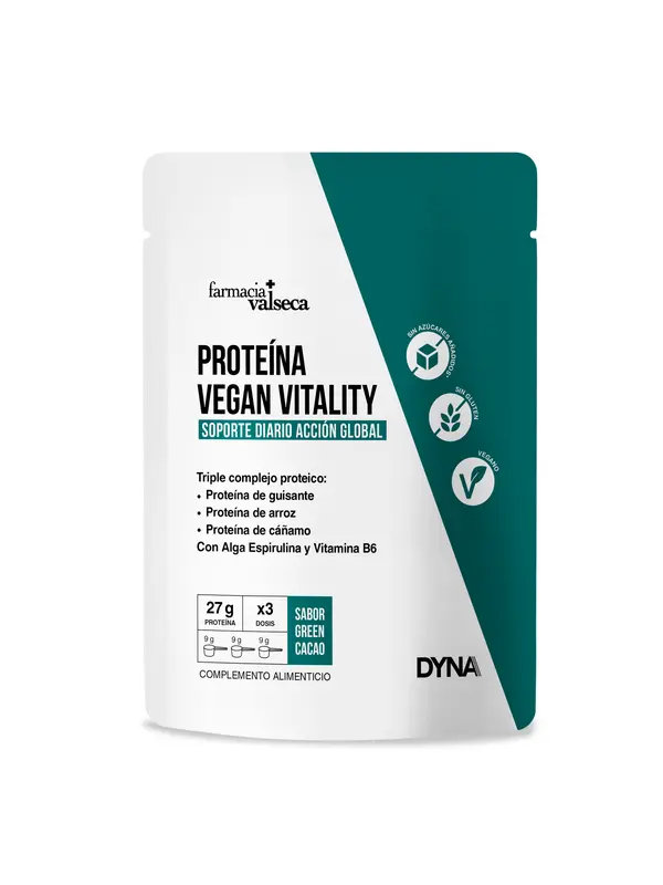 FARMACIA VALSECA DYNA PROTEÍNA VEGAN VITALITY GREEN CACAO 260G 1 PROTEINA VEGAN VITALY sabor green cacao 260g