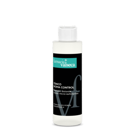 Tónico Bioma Control de Farmacia Valseca es un tratamiento facial de 150 ml que equilibra y purifica la piel. Su fórmula innovadora